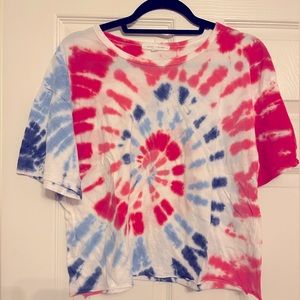 Tie dye t-shirt. Size L. Red, pink, blue on white. Super soft